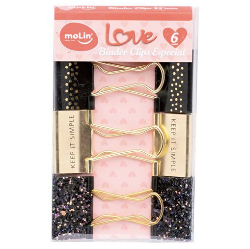 Binder Clips 32mm C/6 Love Especial Preto - Molin