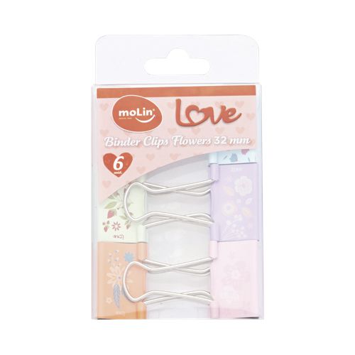 Binder Clips 32mm C/6 Love Flowers - Molin