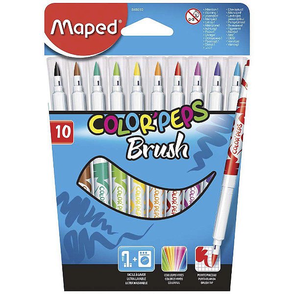 Estojo C/10 Hidrografica Color Peps  Brush - Maped