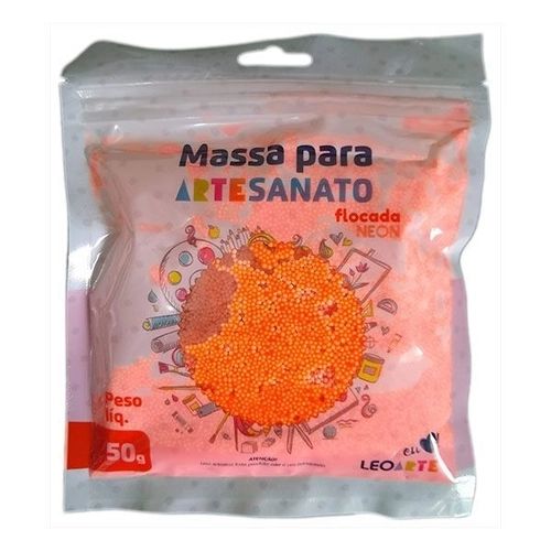 Massa E V A 50g Flocada Neon Laranja - Leoarte