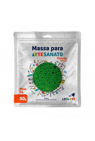 Massa E V A 50g Flocada Neon Verde - Leoarte