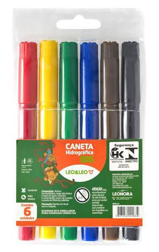 Caneta Hidrografica C/6 Cores Big - Leo E Leo