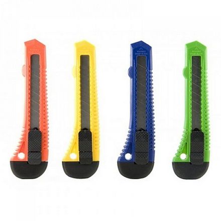 Estilete Largo 18mm Plastico Sortido - Leoarte