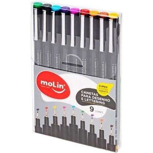 Caneta Artistica 0,5mm C/9 Cores -  Molin