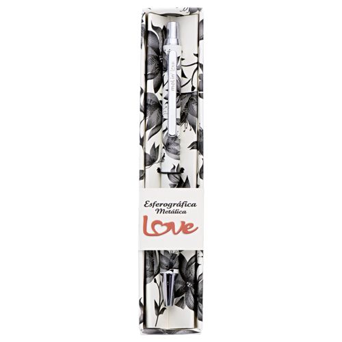 Caneta Esf 1,0mm Love Metalica Flowers Bl/wh-molin