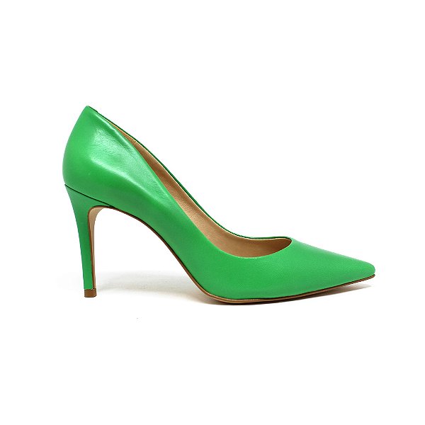 Carrano - Scarpin Salto Médio Fino em Couro Mestiço Verde Foglia - Seu  Sapato