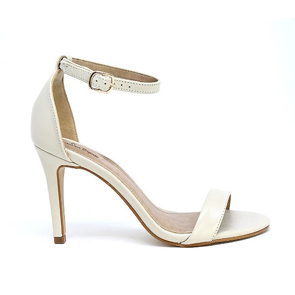 Seu Sapato - Sandália Salto Fino Médio Off White