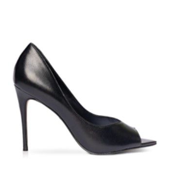 Carrano - Peep Toe Salto Alto Couro Preto