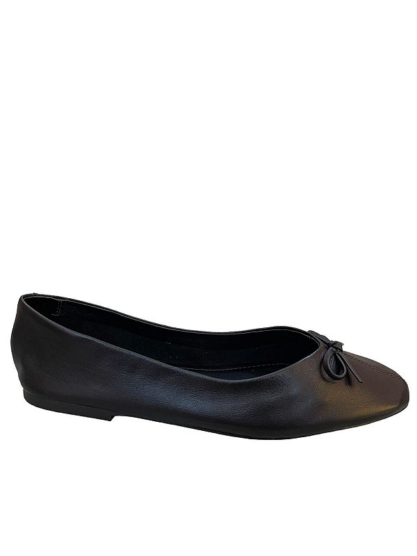 Seu Sapato - Sapatilha Bailarina Couro Preto