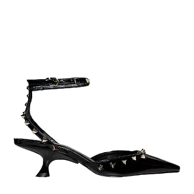 Carrano - Scarpin Slingback Tachas Couro Verniz Preto