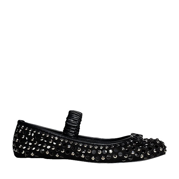 Carrano - Sapatilha Boneca Cristal Couro Preto