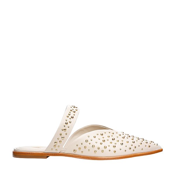Carrano - Mule Flat Studs Couro Off White