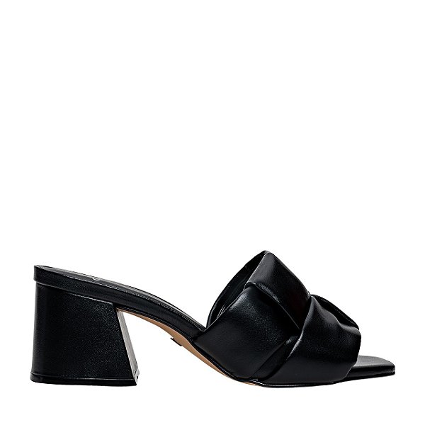 Carrano - Open Mule Puffy Salto Wave Couro Preto