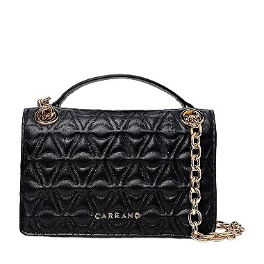 Carrano - Bolsa Iconic Flap Media Couro Preto