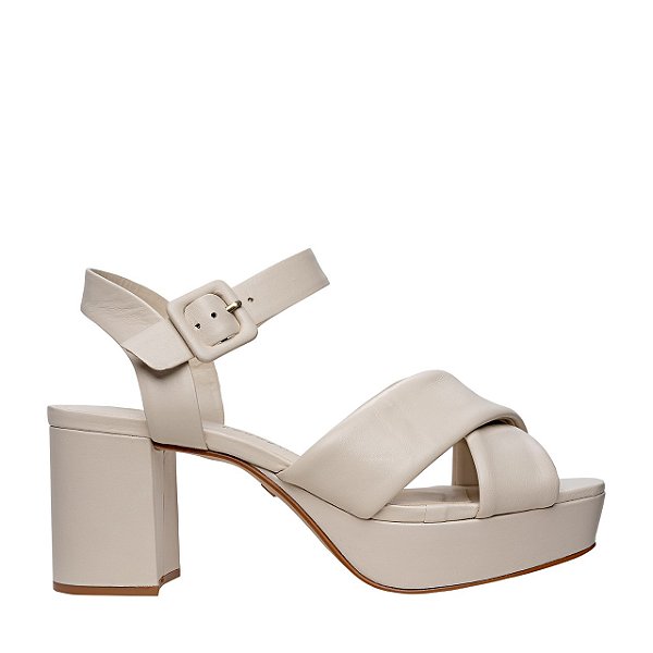 Carrano - Sandalia Plataforma Simple Couro Off White Lait
