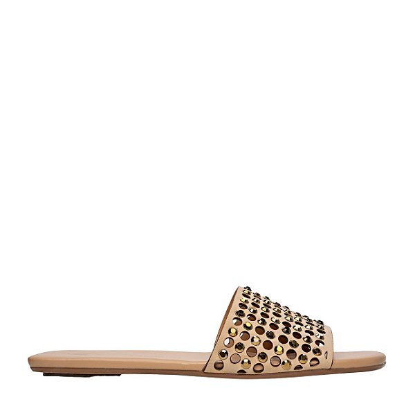 Carrano - Flat Tela Crystal Couro Suede Dourado