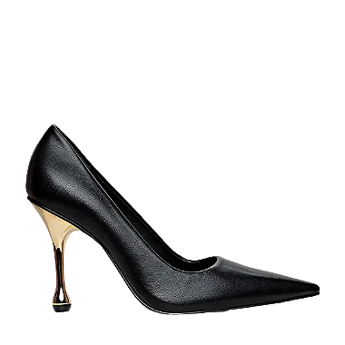 Carrano - Scarpin Salto Drop Alto Couro Preto