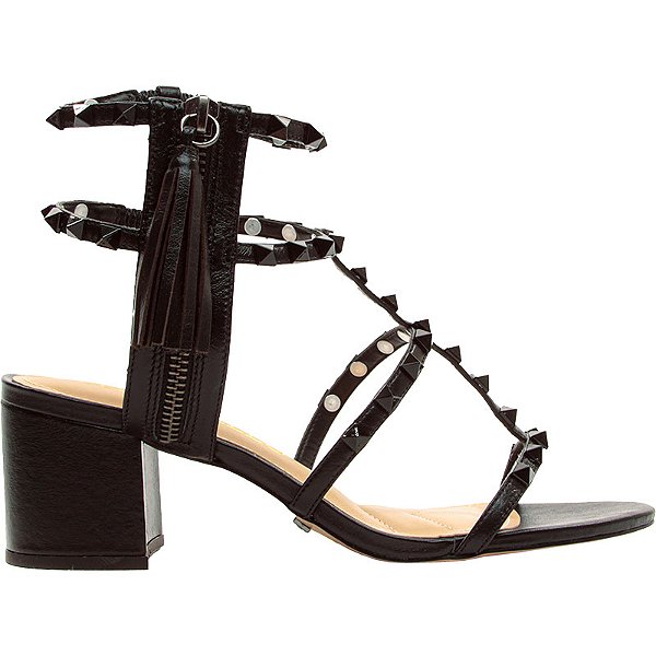 Cecconello - Sandalia Salto Bloco New Venetto Couro Preto