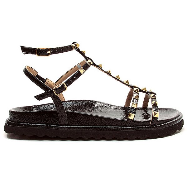Cecconello - Sandalia Papete Couro Preto