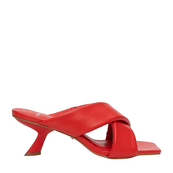 Carrano - Open Mule Duo Tiras Salto Space Couro Vermelho Carrano