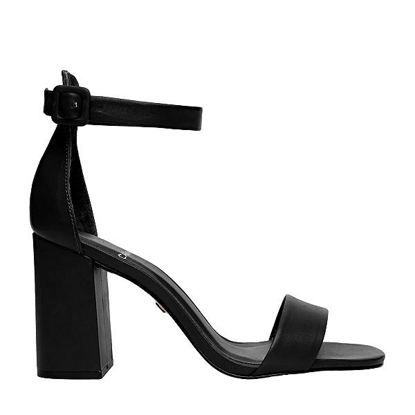 Carrano - Sandalia Classic Salto Bloco Couro Preto