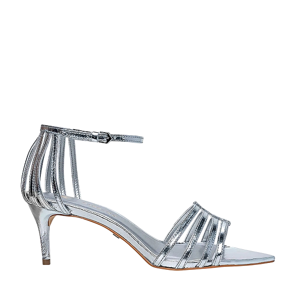 Carrano - Sandalia Straps Salto Medio Fino couro Spechio Prata