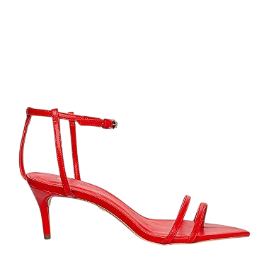 Carrano - Sandalia Classy Straps Salto Fino Couro Vermelho Carrano