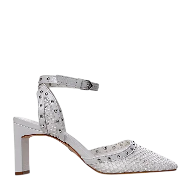 Carrano - Scarpin Slingback Fresh Studs Couro Verniz Branco