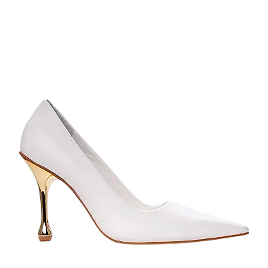Carrano - Scarpin Salto Drop Alto Couro Branco