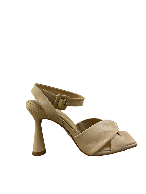 Carrano - Sandalia Twist Couro Branco e Bege Crema