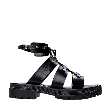 Carrano - Sandalia Bold Tiras Tratorada Couro Preto