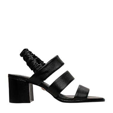 Carrano - Sandalia Triple Salto Bloco Couro Preto
