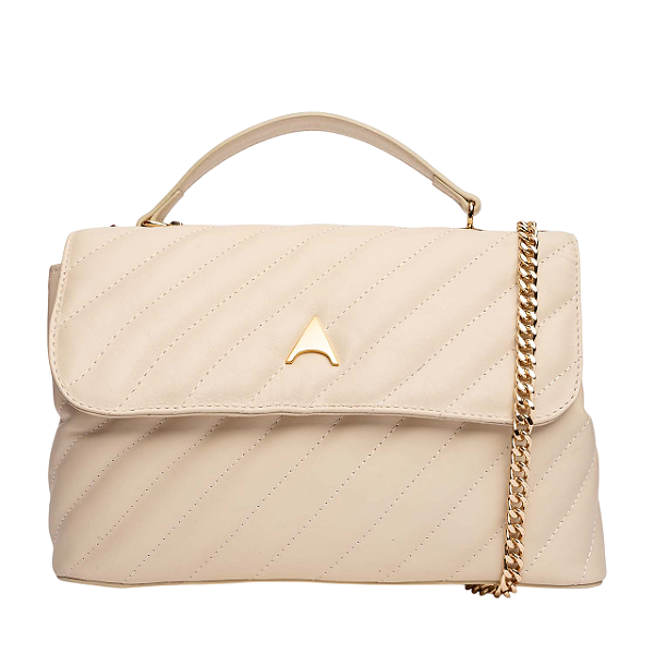 Carrano - Bolsa Tiracolo Liza Media Couro Off White Lait