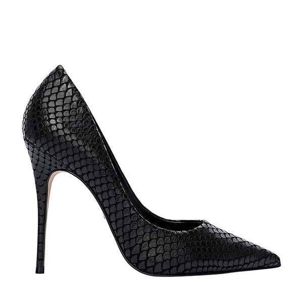 Carrano - Scarpin Loretta Salto Fino Couro Snake Black