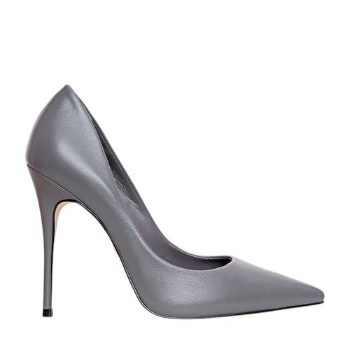 Carrano - Scarpin Loretta Salto Fino Couro Cinza Charcoal Gray