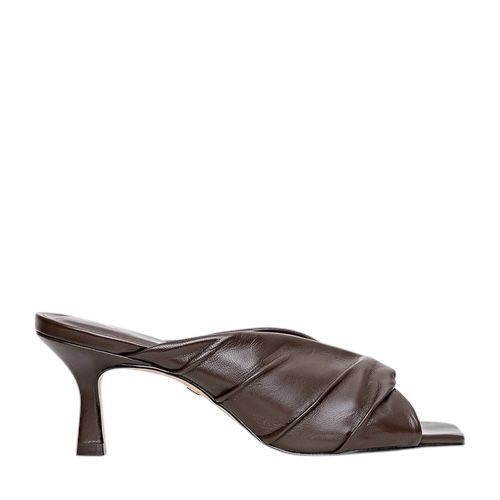 Carrano - Open Mule Twist Salto Fino Couro Marrom Dark Brown