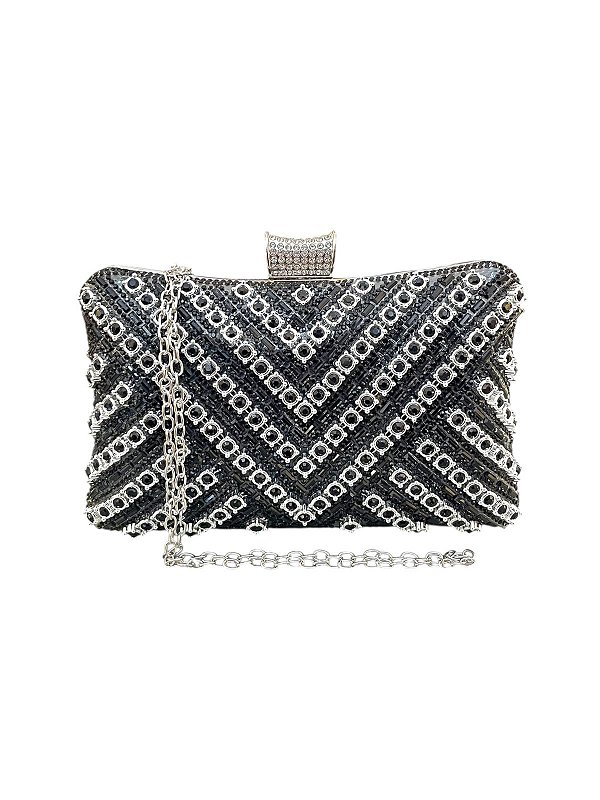 Seu Sapato- Bolsa Clutch Preta Silver