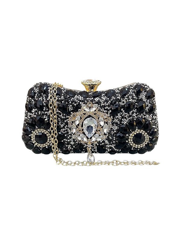 Seu Sapato - Bolsa Clutch Pedras Pretas Silver