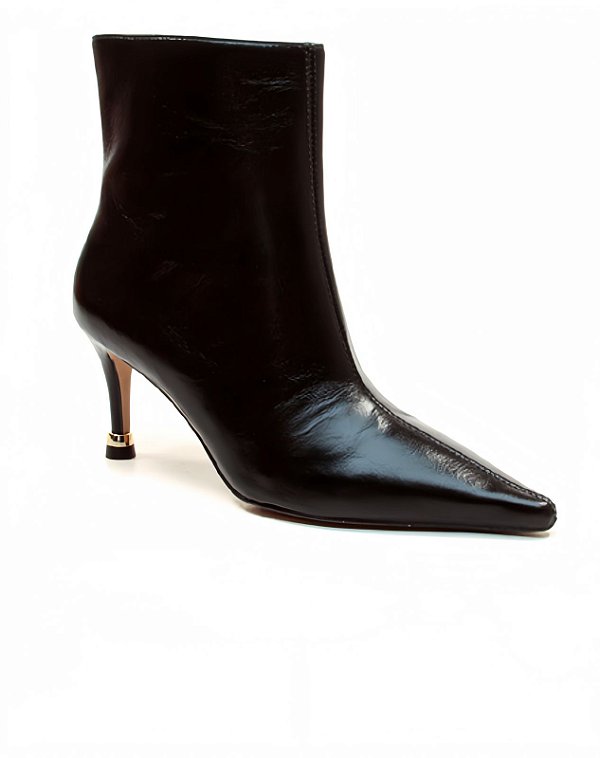 Cecconello - Bota Couro Preto Cano Curto Salto Médio