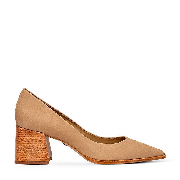 Carrano - Scarpin Salto Bloco Couro Nobuck Toffee