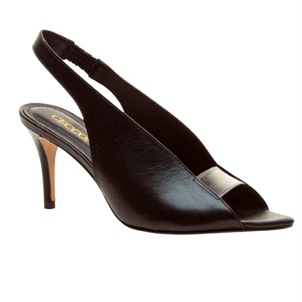 Cecconelo - Slingback Couro Preto Vinil