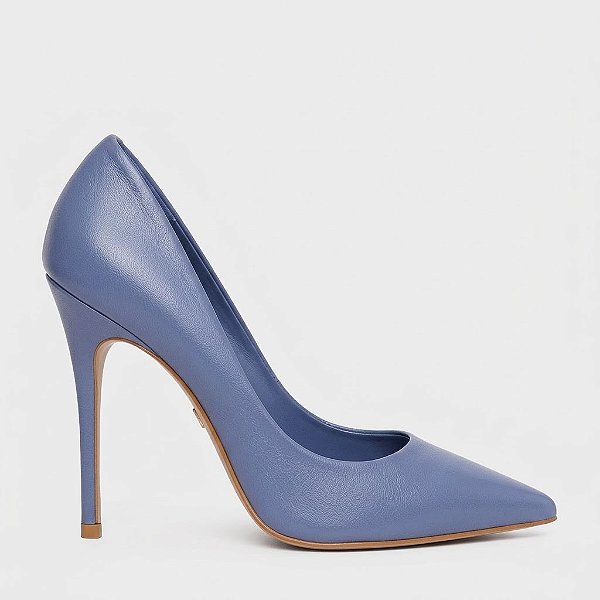 Carrano - Scarpin Loretta Salto Fino Couro Azul Steel