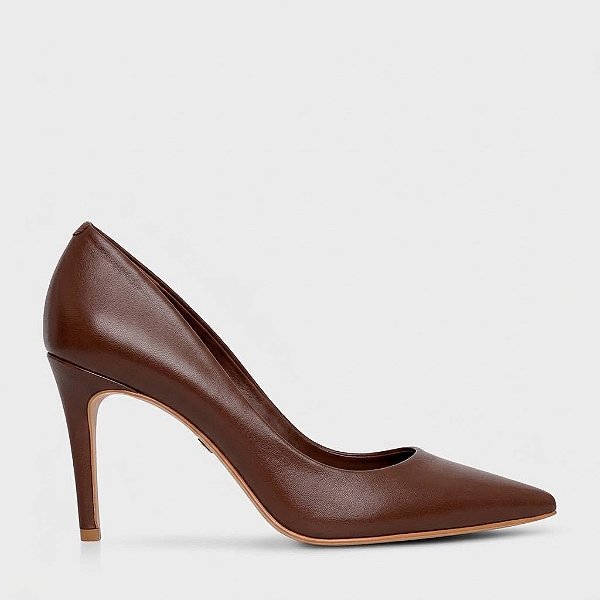 Carrano - Scarpin Beatriz Salto Fino Couro Marrom Walnut