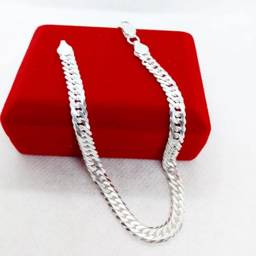 PULSEIRA ITALIANA MASCULINA ELO DUPLO 10GR 6MM 21CM PRATA 925