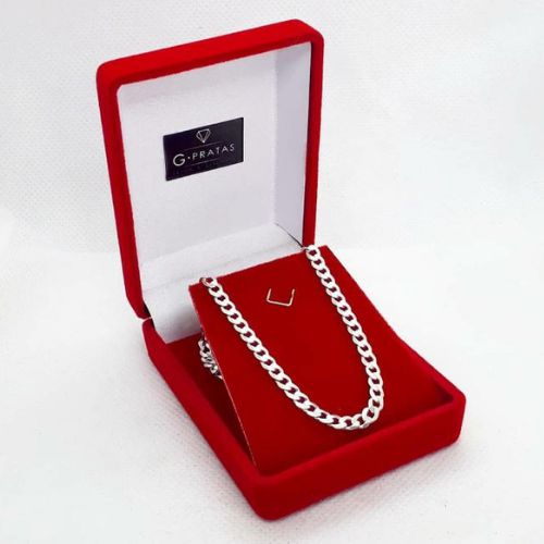 CORRENTE ITALIANA MASCULINA GRUMET 12,5GR 70CM 4MM PRATA 925