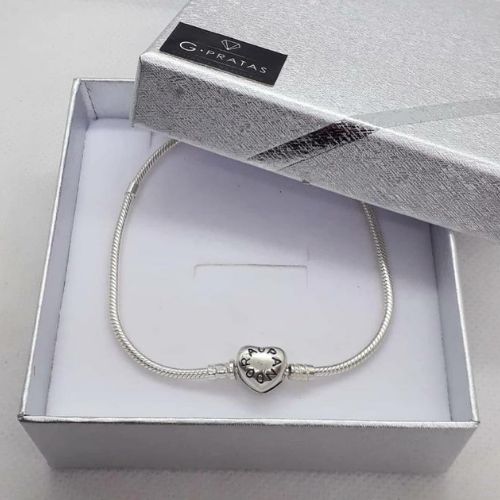 PULSEIRA PARA BERLOQUES FEXO CORAÇÃO PRATA 925