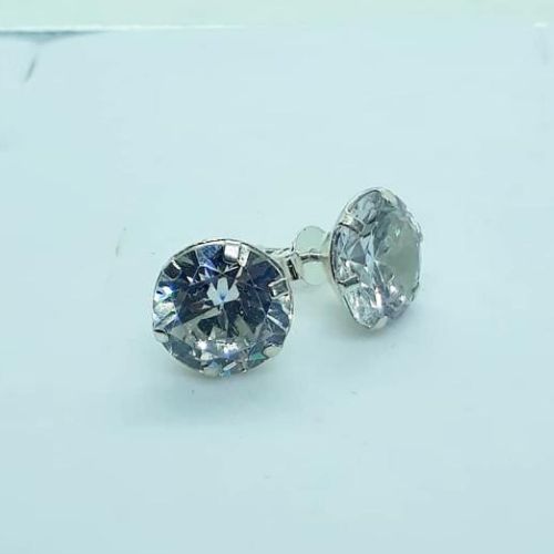 BRINCOS REDONDO ZIRCONIA CRISTAL 10MM PRATA 925