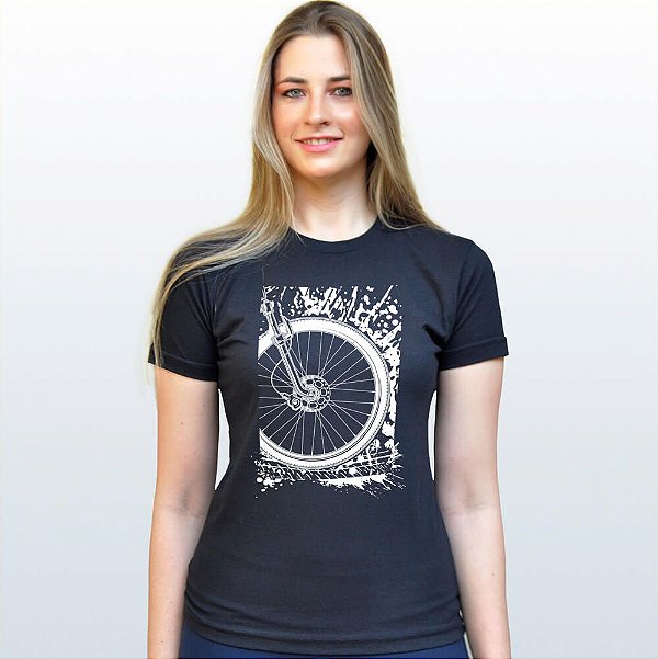 T-shirt Feminina Mais Bike – Pneu Frente