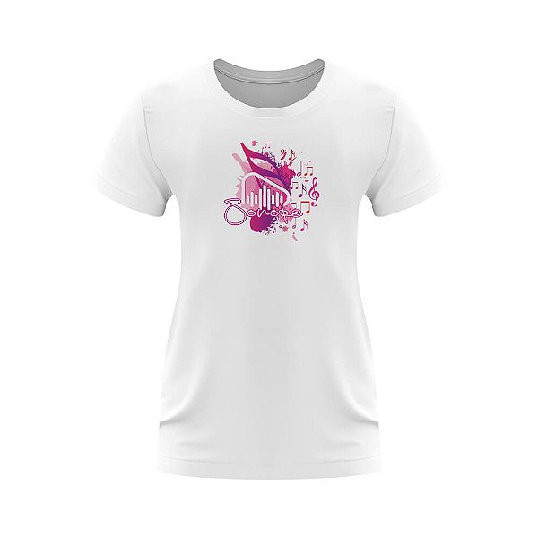 T-shirt Feminina Sonora - Notas Rosa Cromia