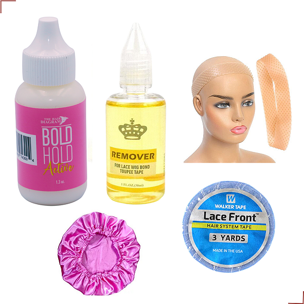 Kit Cola + Removedor + Fita Walker Tape P/ Perucas, Apliques